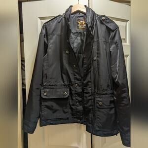 Zara man young collection large coat, hidden hood, black